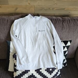 Champion Women's Light Gray Lightweight Mock Neck Half Zip Sweatshirt